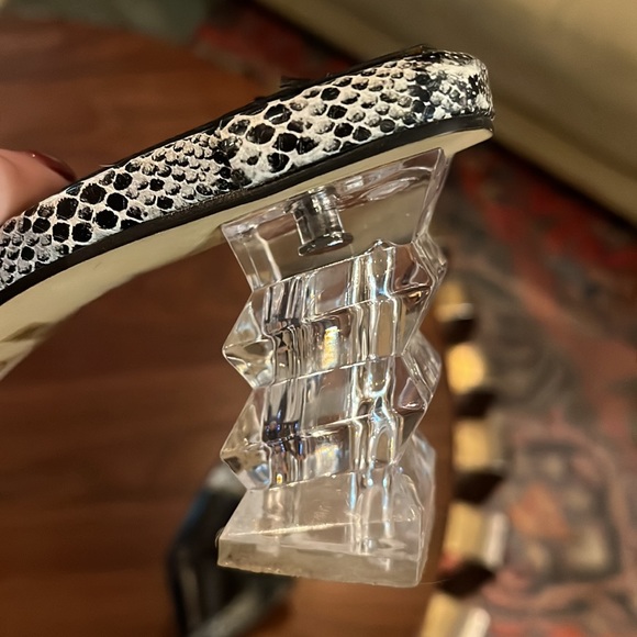 Women's Chain Detail Square Toe Heeled Sandals Lucite heels - Picture 5 of 5